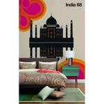 Papier peint India 68 Intissé structuré - Beige / Noir / Rose - 2 x 2,7 cm - Non-tissé structuré