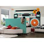 Papier peint Ghetto Blaster Mica - Beige / Bleu / Orange - 4 x 2,7 cm - 200g non tissé-mica