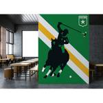 Fotobehang Horse Polo Mica - groen / zwart / geel - 2cm x 2,7cm - 200g Vlies-Mica