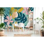 Fotobehang Jungle Plant Mica - roze / blauw / geel - 4cm x 2,7cm - 200g Vlies-Mica