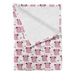 Plaid Biggetje polyester - grijs/roze - 175 x 230 cm