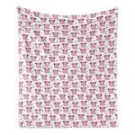 Plaid Biggetje polyester - grijs/roze - 175 x 230 cm