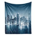 Plaid Stadt Polyester - Blaugrau / Petrolblau - 175 x 230 cm