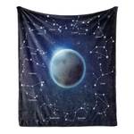Plaid Astronomie polyester - nachtblauw/donkergrijs - 175 x 230 cm