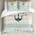 Beddengoed Nautical microvezel polyester - blauw - 200x200cm + 2 kussens 80x80cm