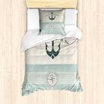 Beddengoed Nautical microvezel polyester - blauw - 135x200cm + kussen 80x80cm