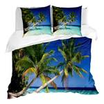 Beddengoed Vakantie microvezel polyester - turquoise/marineblauw - 155x220cm + 2 kussens 80x80cm