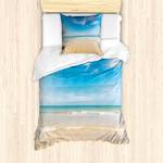 Beddengoed Hawaï microvezel polyester - crèmekleurig/blauw - 135x200cm + kussen 80x80cm