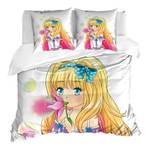 Bettwäsche Anime Microfaser Polyester - Gelb / Rosa - 200 x 200 cm + 2 Kissen 80 x 80 cm