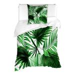 Parure de lit Feuille de palmier Microfibre / Polyester - Vert fougère / Blanc - 135 x 200 cm + oreiller 80 x 80 cm