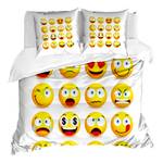 Beddengoed Emoji microvezel polyester - geel - 155x220cm + 2 kussens 80x80cm