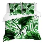 Beddengoed Palmblad microvezel polyester - varengroen/wit - 155x220cm + 2 kussens 80x80cm