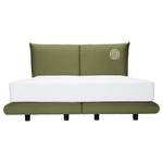 Boxspringbett Soho Pillow Webstoff - Stoff TBO: 323 soft olive - 160 x 200cm - H2 - Mit Motiv