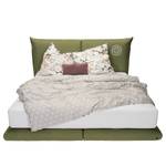 Boxspringbett Soho Pillow Webstoff - Stoff TBO: 323 soft olive - 160 x 200cm - H2 - Mit Motiv