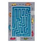 Kinderteppich Labyrinth Race Polypropylen-Heatset - Blau / Weiß / Grau - 200 x 290 cm