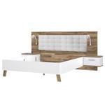 Bed met nachtkastjes Rye eikenhouten look/betonnen look - Effetto bastone di quercia / bianco opaco  - 160 x 200cm