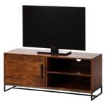 Tv-meubel WOODSON - breedte 118 cm massief acaciahout/ijzer - Bruin acaciahout