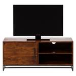 Tv-meubel WOODSON - breedte 118 cm massief acaciahout/ijzer - Bruin acaciahout