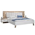 Bed met nachtkastjes Rye eikenhouten look/betonnen look - Stok eik/wit mat - 180 x 200cm