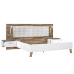 Bed met nachtkastjes Rye eikenhouten look/betonnen look - Stok eik/wit mat - 180 x 200cm