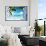 Outdoor-poster Strandvenster canvas - blauw