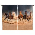 Gordijn Paard (set van 2) polyester - bruin/zandkleurig - 140 x 175 cm