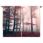 Gordijn Wald X (set van 2) polyester - rood/grijs - 140 x 175 cm