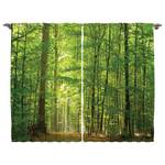 Gordijn Wald II (set van 2) polyester - groen - 140 x 175 cm