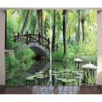 Rideaux Zen Garden (lot de 2) Polyester - Marron / Vert - 140 x 175 cm