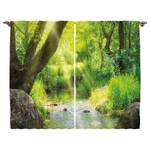 Gordijn Wald V (set van 2) polyester - bruin/lindegroen - 140 x 225 cm