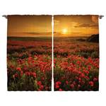 Rideaux Coquelicot (lot de 2) Polyester - Calendula / Écarlate - 140 x 245 cm