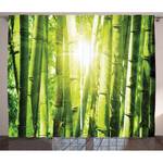 Gordijn Bamboe (set van 2) polyester - lindegroen/geel - 140 x 245 cm