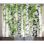 Rideaux Forêt VII (lot de 2) Polyester - Blanc / Vert - 140 x 245 cm