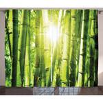 Gordijn Bamboe (set van 2) polyester - lindegroen/geel - 140 x 260 cm