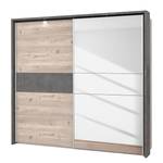 Schwebetürenschrank Delden Braun - Grau - Holzwerkstoff - Glas - Metall - Kunststoff - 231 x 216 x 64 cm