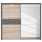 Schwebetürenschrank Delden Braun - Grau - Holzwerkstoff - Glas - Metall - Kunststoff - 231 x 216 x 64 cm