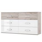 Ladekast Asperen Zandeikenhouten look/wit hoogglans - Breedte: 150 cm