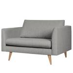 Fauteuil Kayena Vlakweefsel - Geweven stof Inas: Platinakleurig - Licht beukenhout - Met hocker