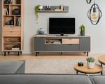 Tv-meubel Leox grafietkleurig/Artisan eikenhouten look