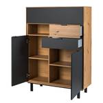 Highboard Leox incl. verlichting - grafietkleurig/Artisan eikenhouten look