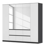 Armoire Mainz Blanc alpin / Gris métallisé - Largeur : 226 cm - Avec portes miroir