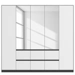 Armoire Mainz Blanc alpin / Gris métallisé - Largeur : 226 cm - Avec portes miroir