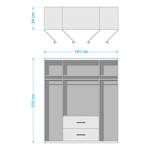 Armoire Mainz Blanc alpin / Gris métallisé - Largeur : 181 cm - Avec portes miroir