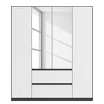 Armoire Mainz Blanc alpin / Gris métallisé - Largeur : 181 cm - Avec portes miroir