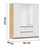 Armoire Mainz Blanc alpin / Imitation chêne Artisan - Largeur : 181 cm - Avec portes miroir