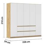 Armoire Mainz Blanc alpin / Imitation chêne Artisan - Largeur : 226 cm - Sans portes miroir