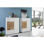 Highboard Misano III fineer van echt hout - Wit/wild eikenhout - Links uitlijnen