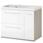 Mobile con lavabo Crown Bianco lucido / Effetto rovere