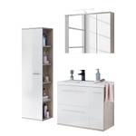 Set di mobili da bagno Crown II (3) Illuminazione inclusa - Bianco lucido / Effetto rovere