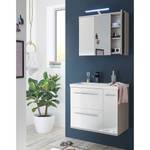 Set di mobili da bagno Crown I (2) Illuminazione inclusa - Bianco lucido / Effetto rovere